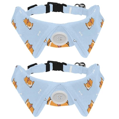 Eslifey Hundehalsband mit Fliege und Glöckchen, niedlicher walisischer Corgi-Welpen, schlafend mit Knochenmuster, verstellbares Revers-Design, Katzenfliege, Halsband für kleine Haustiere, 2 Stück Eslifey Hundehalsband mit Fliege und Glöckchen, niedlicher walisischer Corgi-Welpen, schlafend mit Knochenmuster, verstellbares Revers-Design, Katzenfliege, Halsband für kleine Haustiere, 2 Stück von Eslifey