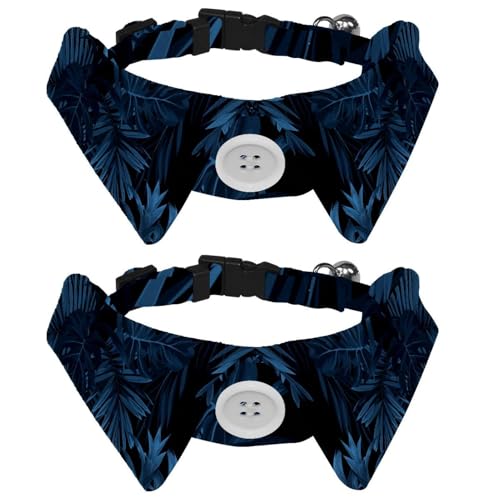Eslifey Hundehalsband mit Fliege und Glöckchen, tropische blaue Blätter, verstellbares Revers-Design, Katzenfliege, Halsband für kleine Haustiere, 2 Stück Eslifey Hundehalsband mit Fliege und Glöckchen, tropische blaue Blätter, verstellbares Revers-Design, Katzenfliege, Halsband für kleine Haustiere, 2 Stück von Eslifey