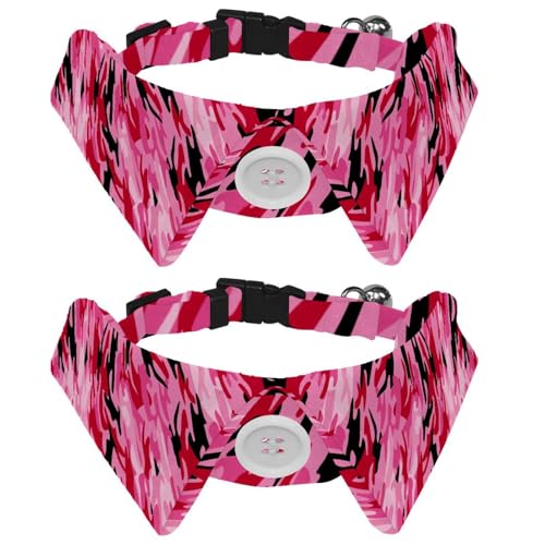 Eslifey Hundehalsband mit Fliege und Glöckchen, verstellbares Revers-Design, Katzenfliege, Halsband für kleine Haustiere, Rosa, Camouflage, 2 Stück Eslifey Hundehalsband mit Fliege und Glöckchen, verstellbares Revers-Design, Katzenfliege, Halsband für kleine Haustiere, Rosa, Camouflage, 2 Stück von Eslifey