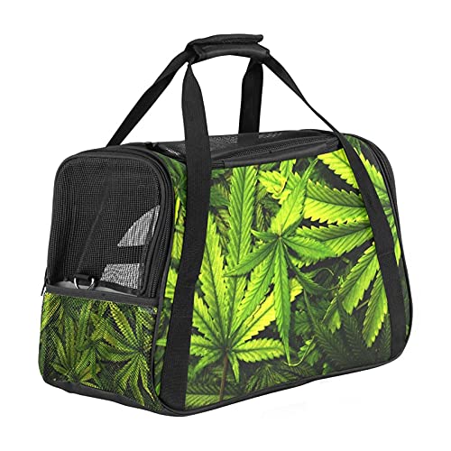 Haustier-Tragetasche, Cannabis-Textur, Marihuana-Blattflor mit weichen Seiten, für Katzen, Hunde, Welpen, bequem, tragbar, faltbar, von Fluggesellschaften zugelassen Haustier-Tragetasche, Cannabis-Textur, Marihuana-Blattflor mit weichen Seiten, für Katzen, Hunde, Welpen, bequem, tragbar, faltbar, von Fluggesellschaften zugelassen von Eslifey