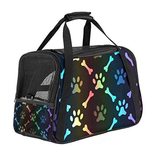 Haustier-Tragetasche, bunt, mit Pfoten-Motiv, weiche Seiten, für Corgi, Katzen, Hunde, Welpen, bequem, tragbar, faltbar, von Fluggesellschaften zugelassen Haustier-Tragetasche, bunt, mit Pfoten-Motiv, weiche Seiten, für Corgi, Katzen, Hunde, Welpen, bequem, tragbar, faltbar, von Fluggesellschaften zugelassen von Eslifey