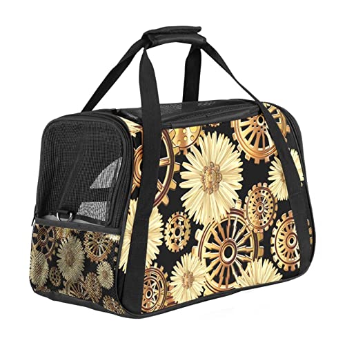 Haustier-Tragetasche Goldn Steampunk-Räder, weiche Seiten, Haustier-Reisetasche für Corgi, Katzen, Hunde, Welpen, bequem, tragbar, faltbar, von Fluggesellschaften zugelassen Haustier-Tragetasche Goldn Steampunk-Räder, weiche Seiten, Haustier-Reisetasche für Corgi, Katzen, Hunde, Welpen, bequem, tragbar, faltbar, von Fluggesellschaften zugelassen von Eslifey