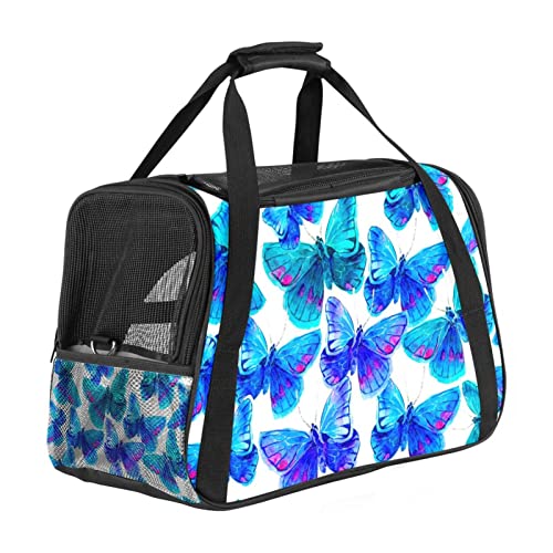 Haustier-Tragetasche für Haustiere, Aquarellblau, Schmetterling, weich, für Corgi, Katzen, Hunde, Welpen, bequem, tragbar, faltbar, von Fluggesellschaften zugelassen Haustier-Tragetasche für Haustiere, Aquarellblau, Schmetterling, weich, für Corgi, Katzen, Hunde, Welpen, bequem, tragbar, faltbar, von Fluggesellschaften zugelassen von Eslifey