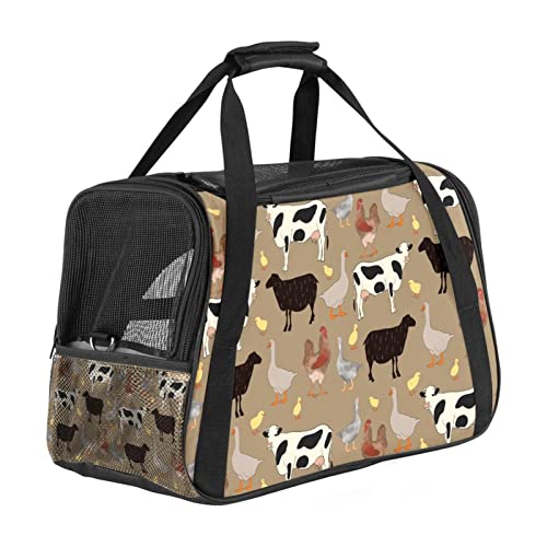Haustier-Tragetasche für Haustiere, Bauernhof-Tiermuster, weiche Seiten, für Corgi, Katzen, Hunde, Welpen, bequem, tragbar, faltbar, von Fluggesellschaften zugelassen Haustier-Tragetasche für Haustiere, Bauernhof-Tiermuster, weiche Seiten, für Corgi, Katzen, Hunde, Welpen, bequem, tragbar, faltbar, von Fluggesellschaften zugelassen von Eslifey