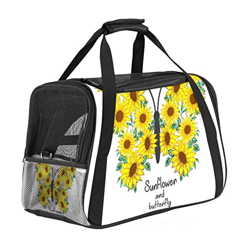 Haustier-Tragetasche mit Sonnenblume und Schmetterling, weiche Seiten, für Corgi, Katzen, Hunde, Welpen, bequem, tragbar, faltbar, von Fluggesellschaften zugelassen Haustier-Tragetasche mit Sonnenblume und Schmetterling, weiche Seiten, für Corgi, Katzen, Hunde, Welpen, bequem, tragbar, faltbar, von Fluggesellschaften zugelassen von Eslifey