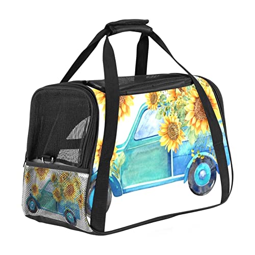 Haustier-Tragetasche mit Sonnenblumen-Motiv, blau, für Corgi, Katzen, Hunde, Welpen, bequem, tragbar, faltbar, von Fluggesellschaften zugelassen Haustier-Tragetasche mit Sonnenblumen-Motiv, blau, für Corgi, Katzen, Hunde, Welpen, bequem, tragbar, faltbar, von Fluggesellschaften zugelassen von Eslifey