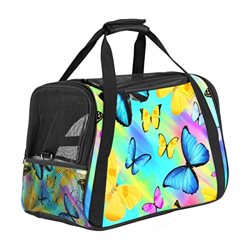 Haustier-Tragetasche mit farbigem Regenbogen-Schmetterling, weiche Seiten, für Corgi, Katzen, Hunde, Welpen, bequem, tragbar, faltbar, von Fluggesellschaften zugelassen Haustier-Tragetasche mit farbigem Regenbogen-Schmetterling, weiche Seiten, für Corgi, Katzen, Hunde, Welpen, bequem, tragbar, faltbar, von Fluggesellschaften zugelassen von Eslifey
