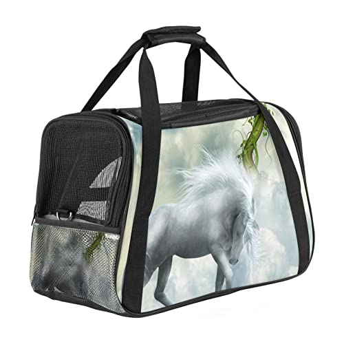 Haustier-Tragetasche mit weißem Pferd unter dem Baum, weiche Seiten, für Corgi, Katzen, Hunde, Welpen, bequem, tragbar, faltbar, von Fluggesellschaften zugelassen Haustier-Tragetasche mit weißem Pferd unter dem Baum, weiche Seiten, für Corgi, Katzen, Hunde, Welpen, bequem, tragbar, faltbar, von Fluggesellschaften zugelassen von Eslifey