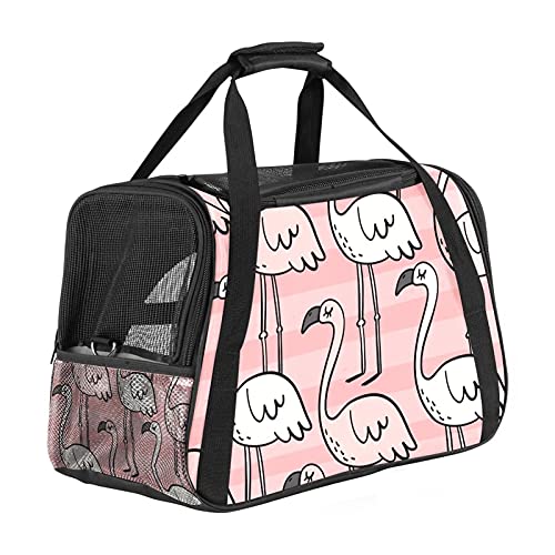 Haustier-Transporttasche für Katzen, Hunde und Welpen, niedliches Flamingo-Vogel-Muster, weich, tragbar, faltbar, für Fluggesellschaften zugelassen von Eslifey