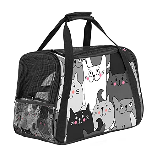 Haustier-Transporttasche für Katzen, weich, Schwarz und Weiß, tragbar, faltbar, Fluggesellschaften zugelassen von Eslifey