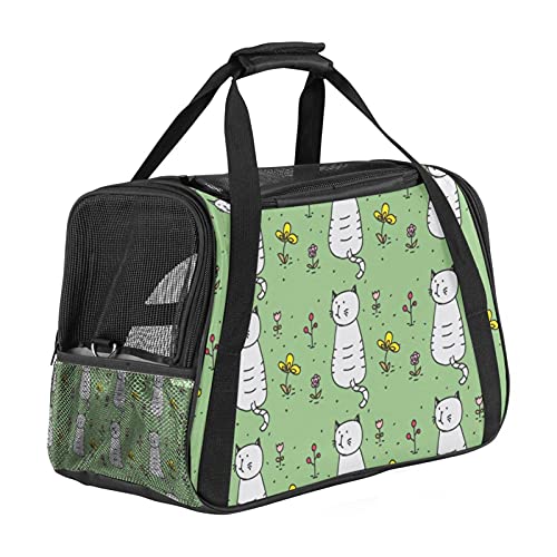 Haustier-Transporttasche für Katzen und Blumen, weiche Seiten, tragbar, faltbar, für Fluggesellschaften zugelassen von Eslifey