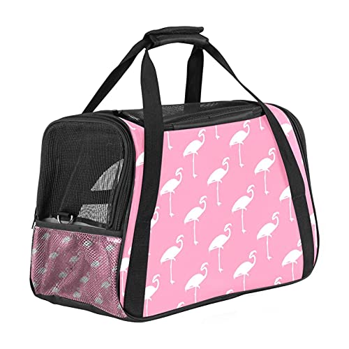 Haustier-Transporttasche mit Flamingo-Vogel-Muster, weiche Seiten, für Katzen, Hunde, Welpen, bequem, tragbar, faltbar, für Fluggesellschaften zugelassen von Eslifey