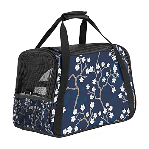Haustier-Transporttasche mit Kirschblütenmotiv, weiche Seiten, für Katzen, Hunde, Welpen, bequem, tragbar, faltbar, für Fluggesellschaften zugelassen von Eslifey