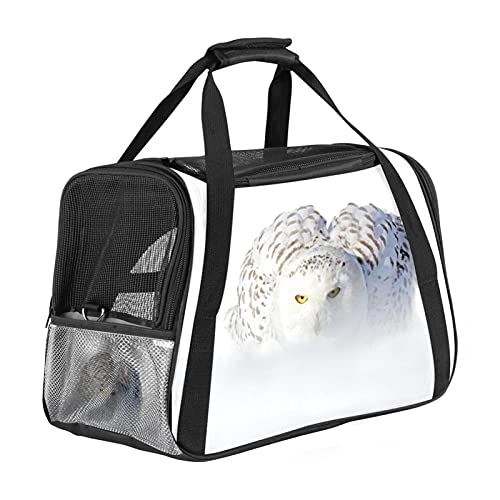 Haustier-Transporttasche mit Schnee-Eule, weiß, seltene Vögel, weiche Seiten, für Katzen, Hunde, Welpen, bequem, tragbar, faltbar, für Fluggesellschaften zugelassen von Eslifey