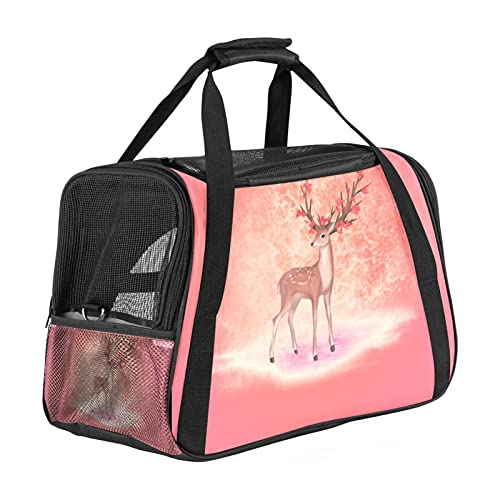 Haustier-Transporttasche mit niedlichem Hirsch, weiche Seiten, für Katzen, Hunde, Welpen, bequem, tragbar, faltbar, für Fluggesellschaften zugelassen von Eslifey
