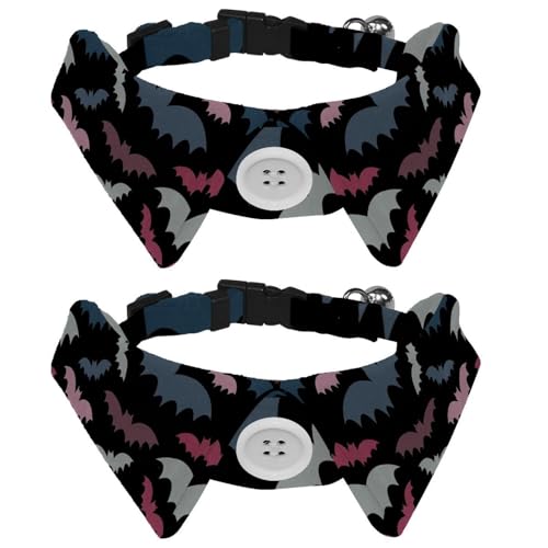 Hundehalsband mit Fliege und Glöckchen, Tierfledermaus-Muster, verstellbares Revers-Design, Katzenfliege, Halsband für kleine Haustiere, 2 Stück Hundehalsband mit Fliege und Glöckchen, Tierfledermaus-Muster, verstellbares Revers-Design, Katzenfliege, Halsband für kleine Haustiere, 2 Stück von Eslifey