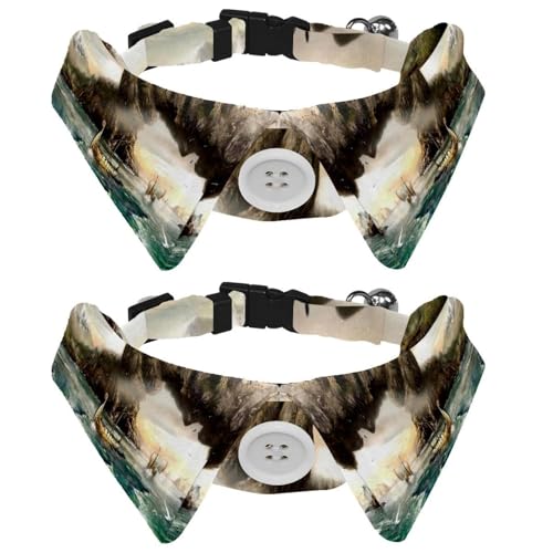 Hundehalsband mit Fliege und Glöckchen, Wikinger-Drachenboot, verstellbares Revers-Design, Katzenfliege, Halsband für kleine Haustiere, 2 Stück Hundehalsband mit Fliege und Glöckchen, Wikinger-Drachenboot, verstellbares Revers-Design, Katzenfliege, Halsband für kleine Haustiere, 2 Stück von Eslifey
