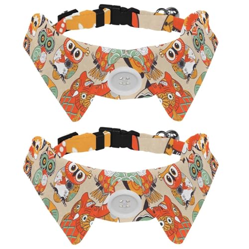 Hundehalsband mit Fliege und Glöckchen, ethnische Eulen, verstellbares Revers-Design, Katzenfliege, Halsband für kleine Haustiere, 2 Stück Hundehalsband mit Fliege und Glöckchen, ethnische Eulen, verstellbares Revers-Design, Katzenfliege, Halsband für kleine Haustiere, 2 Stück von Eslifey