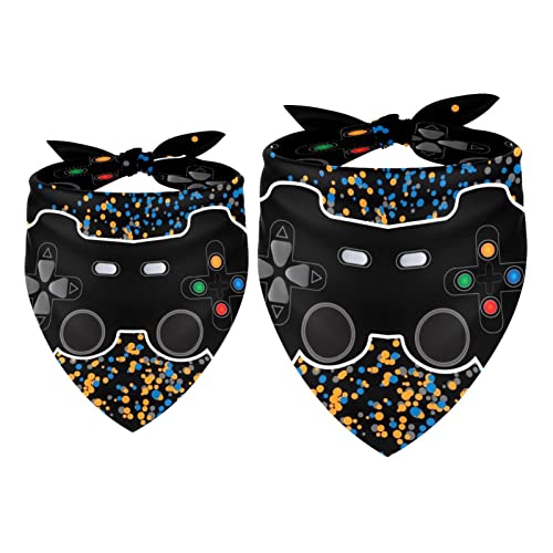 Hundehalstuch, 2 Stück, Game Joystick mit Sprühmuster, Haustierschal, Chiffon-Bandanas Dreieck-Lätzchen, Zubehör für kleine, mittelgroße und große Hunde, Welpen, Haustiere Hundehalstuch, 2 Stück, Game Joystick mit Sprühmuster, Haustierschal, Chiffon-Bandanas Dreieck-Lätzchen, Zubehör für kleine, mittelgroße und große Hunde, Welpen, Haustiere von Eslifey