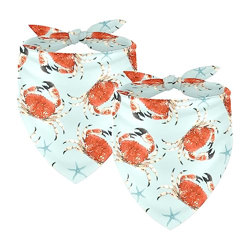 Hundehalstuch, 2 Stück, Krabben, Seestern-Muster, Haustierschal, Chiffon-Bandana, Dreieck-Lätzchen, Zubehör für kleine, mittelgroße und große Hunde, Welpen, Haustiere von Eslifey