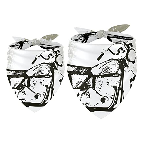 Hundehalstuch, 2 Stück, Motorrad-Grunge-Hintergrund, Haustierschal, Chiffon-Bandana, Dreieck-Lätzchen, Zubehör für kleine, mittelgroße und große Hunde, Welpen, Haustiere von Eslifey