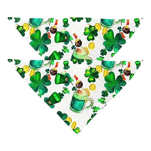 Hundehalstuch, 2 Stück, St. Patrick's Day Kleeblatt Bier Irische Flagge, Haustierschal, Chiffon, Halstücher, Dreieck-Lätzchen, Zubehör für kleine, mittelgroße und große Hunde, Welpen, Haustiere von Eslifey