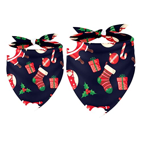 Hundehalstuch, 2 Stück, Weihnachtsmann Ball Handschuh Socken Muster Haustier Schal, Chiffon Bandanas Dreieck Lätzchen Zubehör für kleine, mittelgroße und große Hunde Welpen Haustiere von Eslifey