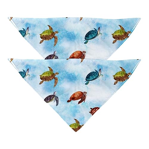 Hundehalstuch, 2 Stück, blau, Batik, Schildkröte, Haustierschal, Chiffon, Halstücher, Dreieck-Lätzchen, Zubehör für kleine, mittelgroße und große Hunde, Welpen, Haustiere von Eslifey