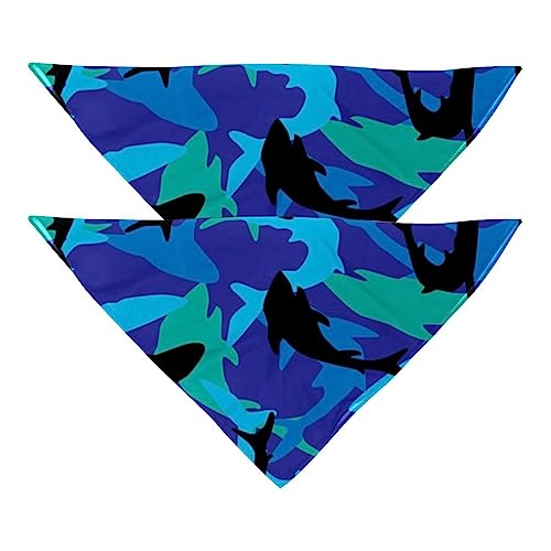 Hundehalstuch, 2 Stück, blaues Haifischmuster, Chiffon, Halstücher, Dreieck-Lätzchen, Zubehör für kleine, mittelgroße und große Hunde, Welpen, Haustiere von Eslifey
