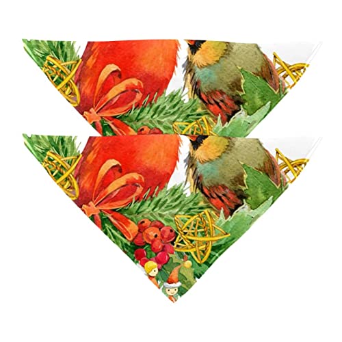 Hundehalstuch, Aquarell, Weihnachtsvogel, Haustierschal, Chiffon-Halstuch, Dreieck-Lätzchen, Zubehör für kleine, mittelgroße und große Hunde, Welpen, Haustiere, 2 Stück Hundehalstuch, Aquarell, Weihnachtsvogel, Haustierschal, Chiffon-Halstuch, Dreieck-Lätzchen, Zubehör für kleine, mittelgroße und große Hunde, Welpen, Haustiere, 2 Stück von Eslifey