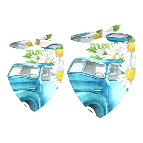 Hundehalstuch, Aquarell-Bauernhof-Truck mit Gänseblümchen-Haustierschal, Chiffon-Halstuch, Dreieck-Lätzchen, Zubehör für kleine, mittelgroße und große Hunde, Welpen, Haustiere, 2 Stück Hundehalstuch, Aquarell-Bauernhof-Truck mit Gänseblümchen-Haustierschal, Chiffon-Halstuch, Dreieck-Lätzchen, Zubehör für kleine, mittelgroße und große Hunde, Welpen, Haustiere, 2 Stück von Eslifey