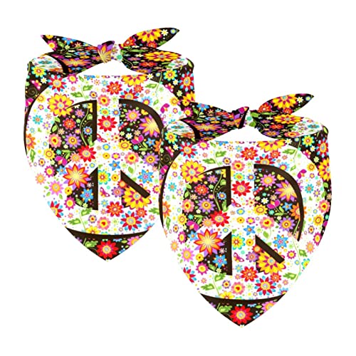 Hundehalstuch, Hippie-Blumen, Friedens-Symbol, Haustier-Schal, Chiffon, Halstücher, Dreieck-Lätzchen, Zubehör für kleine, mittelgroße und große Hunde, Welpen, Haustiere, 2 Stück Hundehalstuch, Hippie-Blumen, Friedens-Symbol, Haustier-Schal, Chiffon, Halstücher, Dreieck-Lätzchen, Zubehör für kleine, mittelgroße und große Hunde, Welpen, Haustiere, 2 Stück von Eslifey