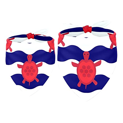 Hundehalstuch, Schildkröte auf blau gestreiftem Haustierschal, Chiffon-Halstuch, Dreieck-Lätzchen, Zubehör für kleine, mittelgroße und große Hunde, Welpen, Haustiere, 2 Stück von Eslifey