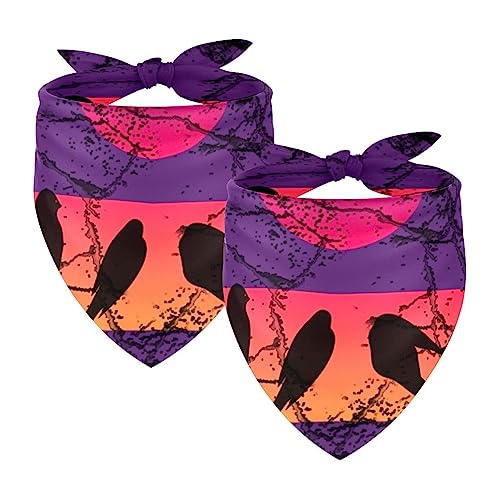 Hundehalstuch, Sonnenuntergang, Vogel, Tier-Silhouette, Haustier-Schal, Chiffon-Bandana, Dreieck-Lätzchen, Zubehör für kleine, mittelgroße und große Hunde, Welpen, Haustiere, 2 Stück von Eslifey