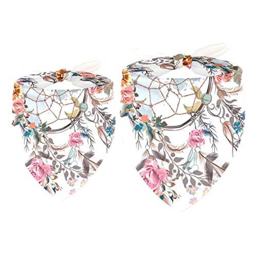 Hundehalstuch, Traumfänger und Blumen-Design, Haustierschal, Chiffon-Halstuch, Dreiecks-Lätzchen, Zubehör für kleine, mittelgroße und große Hunde, Welpen, Haustiere, 2 Stück Hundehalstuch, Traumfänger und Blumen-Design, Haustierschal, Chiffon-Halstuch, Dreiecks-Lätzchen, Zubehör für kleine, mittelgroße und große Hunde, Welpen, Haustiere, 2 Stück von Eslifey