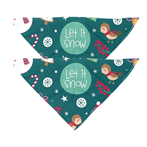 Hundehalstuch, Weihnachten, süßer Schneemann, Vogel, Haustierschal, Chiffon-Bandana, Dreieck-Lätzchen, Zubehör für kleine, mittelgroße und große Hunde, Welpen, Haustiere, 2 Stück von Eslifey