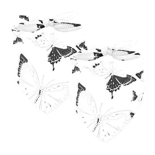 Hundehalstuch, Weiß, Schwarz, Schmetterling, Haustierschal, Chiffon-Halstuch, Dreieck-Lätzchen, Zubehör für kleine, mittelgroße und große Hunde, Welpen, Haustiere, 2 Stück von Eslifey