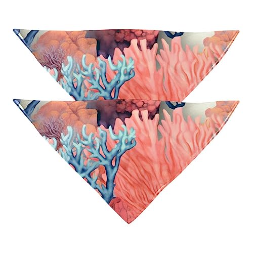 Hundehalstuch, buntes Korallenmuster, Chiffon, Halstücher, Dreieck-Lätzchen, Zubehör für kleine, mittelgroße und große Hunde, Welpen, Haustiere, no584, 2 Stück von Eslifey