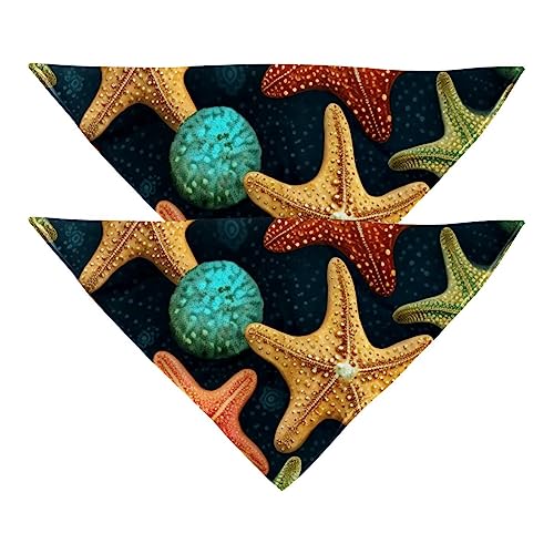 Hundehalstuch, buntes Seestern-Muster, Chiffon, Halstücher, Dreieck-Lätzchen, Zubehör für kleine, mittelgroße und große Hunde, Welpen, Haustiere, no569, 2 Stück von Eslifey