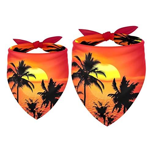 Hundehalstuch, tropischer Sommer, Sonnenuntergang, Strand, Haustierschal, Chiffon-Halstuch, Dreieck-Lätzchen, Zubehör für kleine, mittelgroße und große Hunde, Welpen, Haustiere, 2 Stück Hundehalstuch, tropischer Sommer, Sonnenuntergang, Strand, Haustierschal, Chiffon-Halstuch, Dreieck-Lätzchen, Zubehör für kleine, mittelgroße und große Hunde, Welpen, Haustiere, 2 Stück von Eslifey