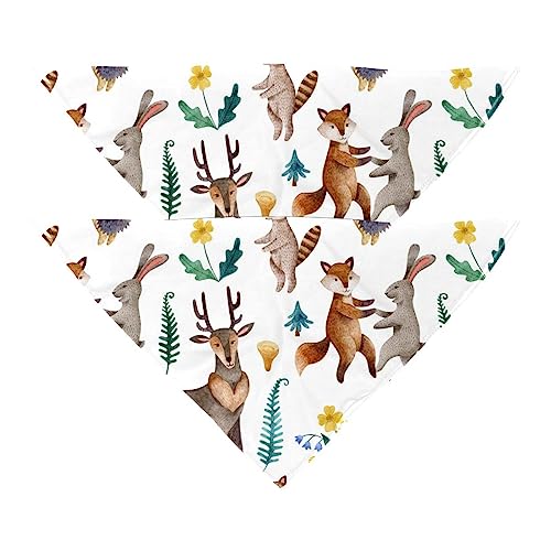 Hundehalstücher, 2 Stück, Aquarell-Waldtiere, Haustierschal, Chiffon, Halstücher, Dreieck-Lätzchen, Zubehör für kleine, mittelgroße und große Hunde, Welpen, Haustiere von Eslifey