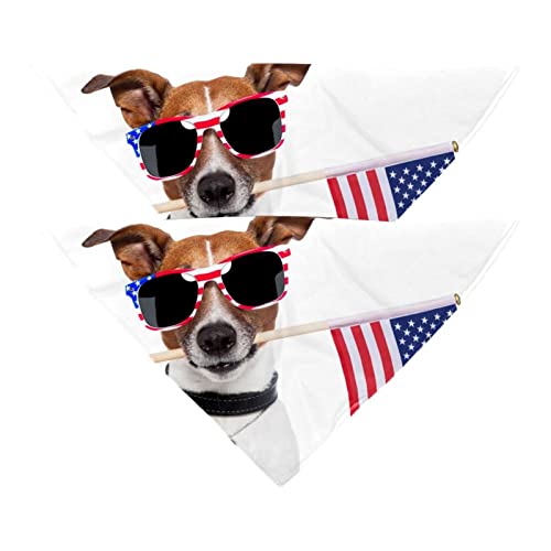 Hundehalstücher, 2 Stück, Hund mit amerikanischer Flagge, Haustierschal, Chiffon-Bandana, Dreiecks-Lätzchen, Zubehör für kleine, mittelgroße und große Hunde, Welpen von Eslifey
