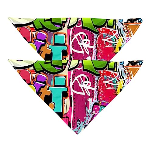 Hundehalstücher, 2 Stück, Kunst-Graffiti-Hintergrund, Haustierschal, Chiffon, Halstücher, Dreieck-Lätzchen, Zubehör für kleine, mittelgroße und große Hunde, Welpen, Haustiere Hundehalstücher, 2 Stück, Kunst-Graffiti-Hintergrund, Haustierschal, Chiffon, Halstücher, Dreieck-Lätzchen, Zubehör für kleine, mittelgroße und große Hunde, Welpen, Haustiere von Eslifey
