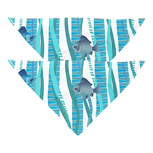 Hundehalstücher, 2 Stück, Unterwasserblau, Fisch-Haustierschal, Chiffon, Halstücher, Dreieck-Lätzchen, Zubehör für kleine, mittelgroße und große Hunde, Welpen, Haustiere von Eslifey