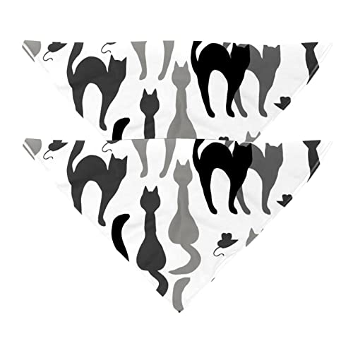 Hundehalstücher 2 Stück, Katzen und Mäuse-Silhouetten, Haustierschal, Chiffon-Bandanas Dreieck-Lätzchen, Zubehör für kleine, mittelgroße und große Hunde, Welpen, Haustiere von Eslifey