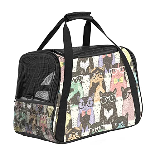 MHipster Haustier-Transporttasche für Katzen, nahtloses Muster, weiche Seiten, tragbar, faltbar, Fluggesellschaften zugelassen von Eslifey