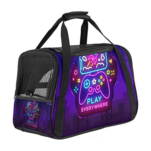 Tragetasche für Haustiere, Neon-Gamepad, Controller, weiche Seiten, für Haustiere, für Corgi, Katzen, Hunde, Welpen, bequem, tragbar, faltbar, von Fluggesellschaften zugelassen Tragetasche für Haustiere, Neon-Gamepad, Controller, weiche Seiten, für Haustiere, für Corgi, Katzen, Hunde, Welpen, bequem, tragbar, faltbar, von Fluggesellschaften zugelassen von Eslifey