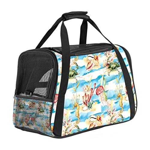 Transporttasche für Haustiere, Aquarell, Krabbe, Unterwasserleben, weiche Seiten, für Corgi, Katzen, Hunde, Welpen, bequem, tragbar, faltbar, von Fluggesellschaften zugelassen Transporttasche für Haustiere, Aquarell, Krabbe, Unterwasserleben, weiche Seiten, für Corgi, Katzen, Hunde, Welpen, bequem, tragbar, faltbar, von Fluggesellschaften zugelassen von Eslifey