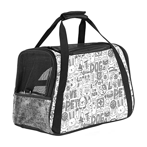 Transporttasche für Haustiere, Graffiti-Doodle-Muster, weiche Seiten, für Corgi, Katzen, Hunde, Welpen, bequem, tragbar, faltbar, von Fluggesellschaften zugelassen Transporttasche für Haustiere, Graffiti-Doodle-Muster, weiche Seiten, für Corgi, Katzen, Hunde, Welpen, bequem, tragbar, faltbar, von Fluggesellschaften zugelassen von Eslifey