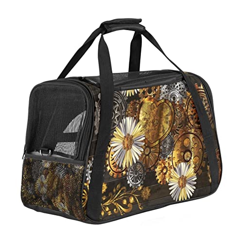 Transporttasche für Haustiere, Kamille, Blumen, Steampunk, weiche Seiten, für Corgi, Katzen, Hunde, Welpen, bequem, tragbar, faltbar, von Fluggesellschaften zugelassen Transporttasche für Haustiere, Kamille, Blumen, Steampunk, weiche Seiten, für Corgi, Katzen, Hunde, Welpen, bequem, tragbar, faltbar, von Fluggesellschaften zugelassen von Eslifey
